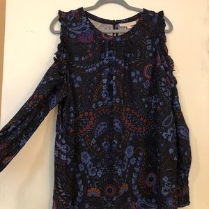 Loft Cold Shoulder Mixed Media Paisley Top